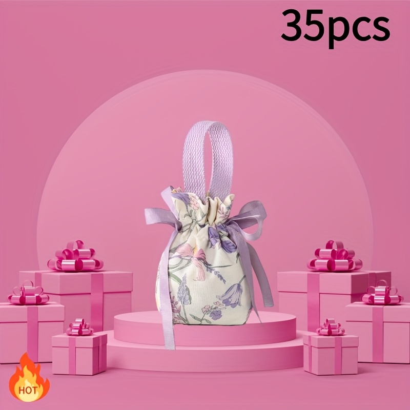 TEMU Lot de 35 sacs de bonbons de Noël style Instagram, sacs pomme, sacs cadeaux, sacs en tissu à cordon de serrage pour de mariage, sacs à à main,