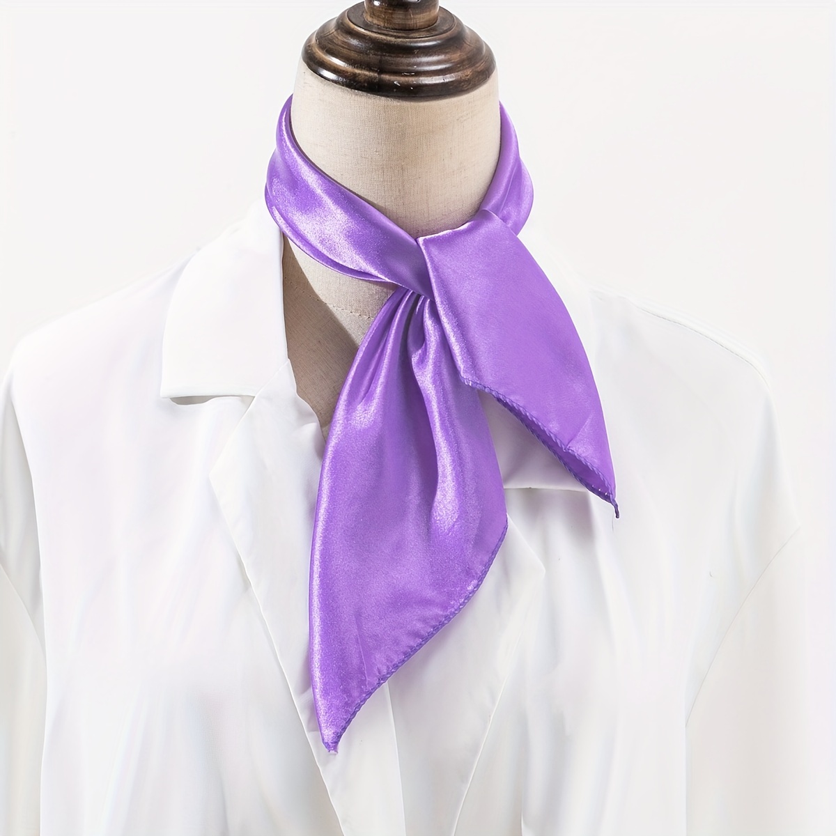 single color elegant satin like small square scarf non Temu