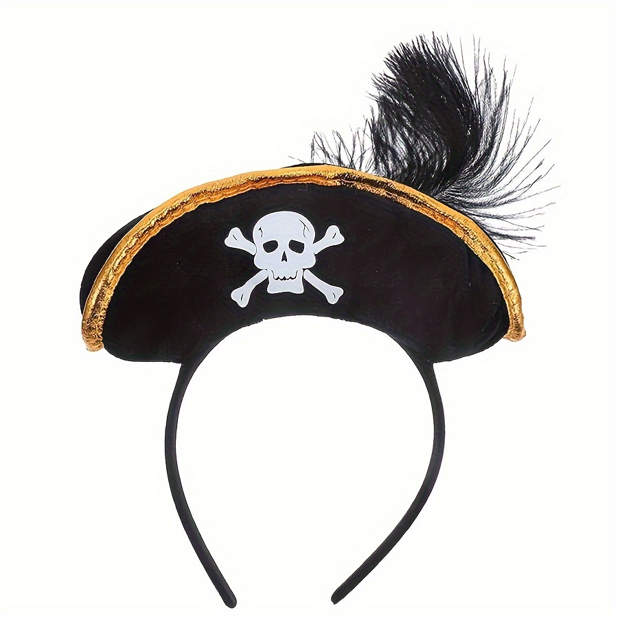 

Quonmu Cute Headband - 1pc Dress Up Hairband With Skull Emblem, Spandex Solid Color Pirate Hat Design, Festive Hair Accessory For Parties And Performances