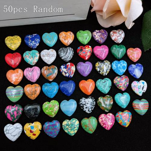 50pcs multi color heart shaped turquoise love heart artificial perfect gift for crafters diy enthusiasts making and home decor