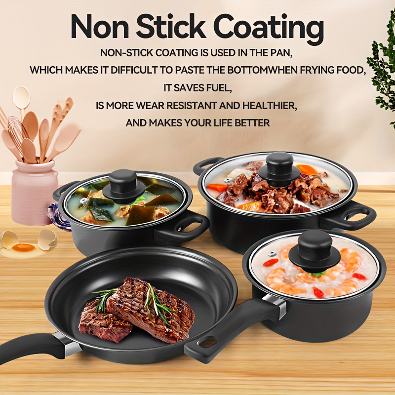 black 13pcs kitchenware set pot bowl ladle set non stick cookware set induction cooker non stick pot cooking set outdoor camping set connotation frying pan milk pot soup pot 2 6pcs kitchen supplies details 1