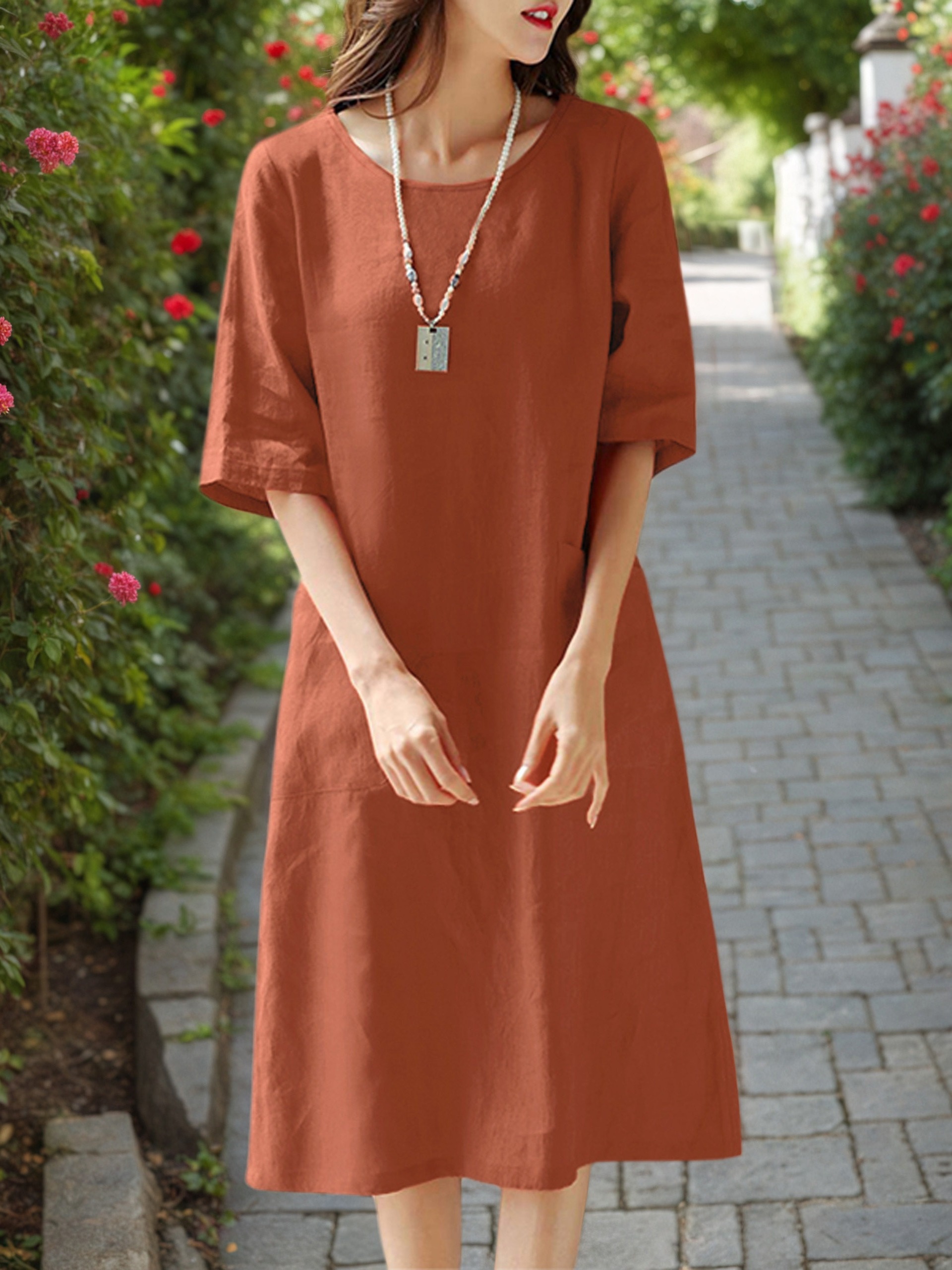 linen dresses sold on Temu Republic of Korea