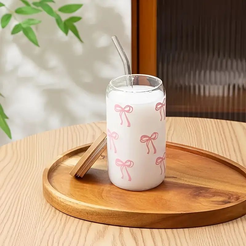 16oz pink bow tumbler with bamboo lid and straw insulated reusable suitable for hot and cold drinks perfect with smoothies iced beer home office parties cute tumbler with lid and straw local warehouse christmas gifts Product details 4