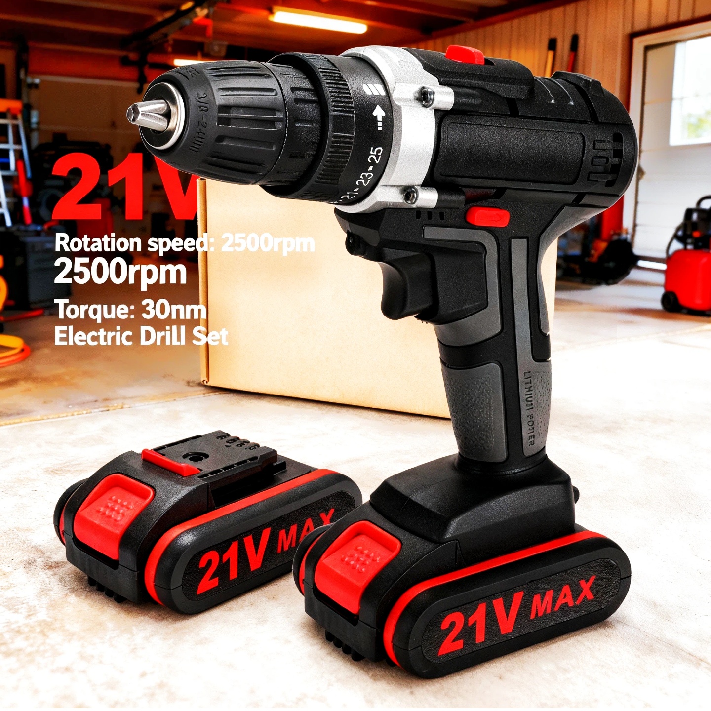 21V Multifunctionele Handboor met Schroevendraaierset, 3-in-1 Elektrische Schroevendraaier,