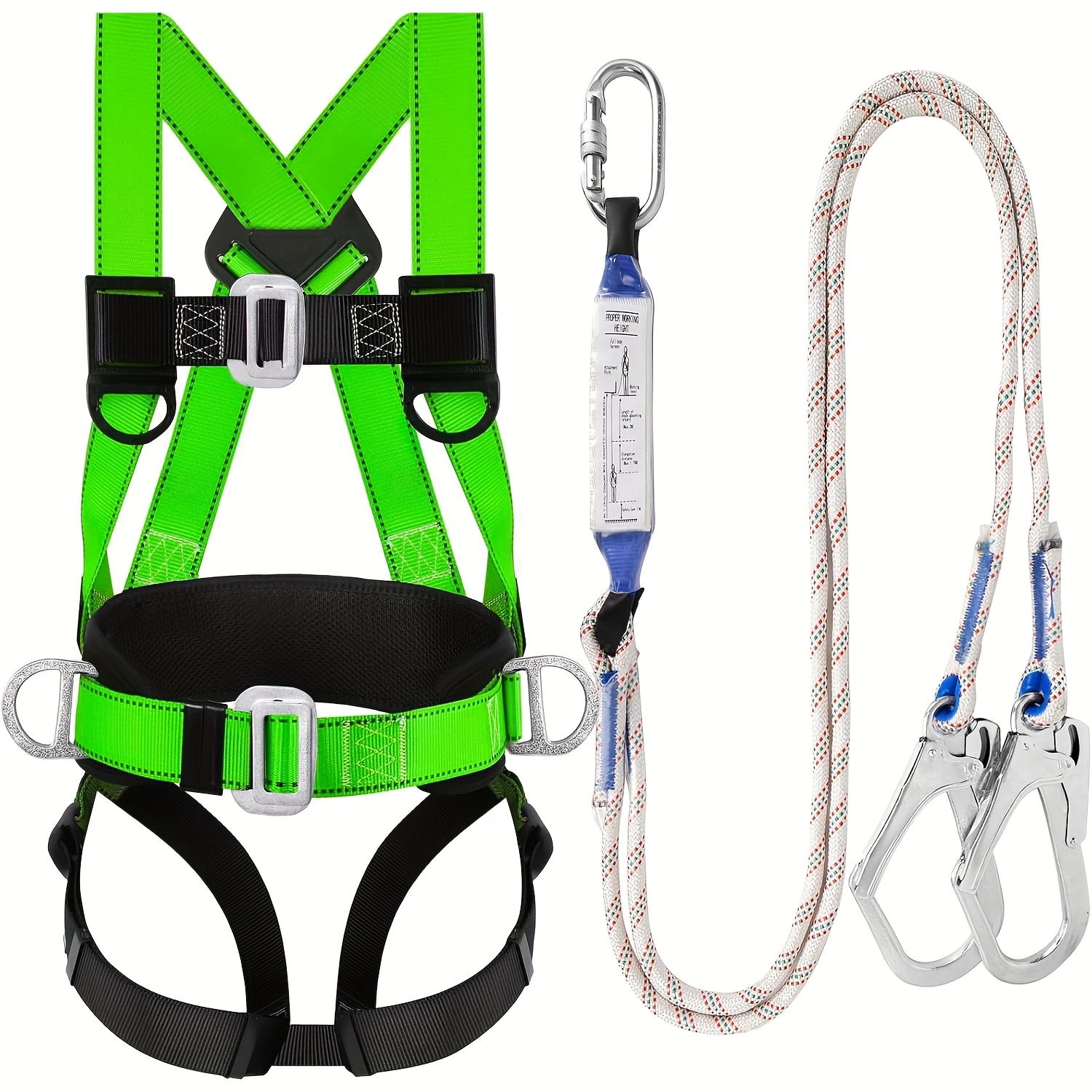 TEMU Safety Harness Fall Protection Kit: Full Body Roofing Harnesses With Shock Absorbing Lanyard - Comfortable Waist Pad