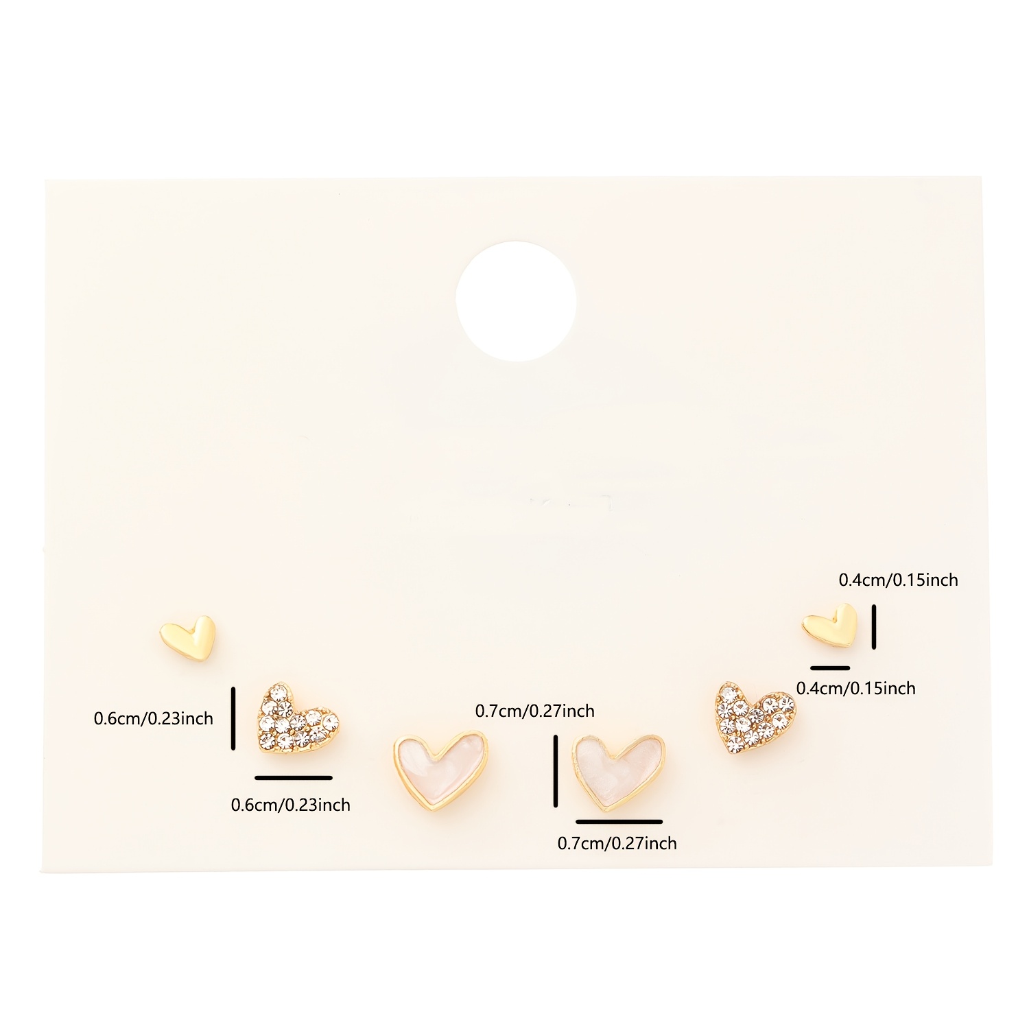 Heart Shaped Stud Earrings Set - 3pcs Sweet And Stylish Earring Collection