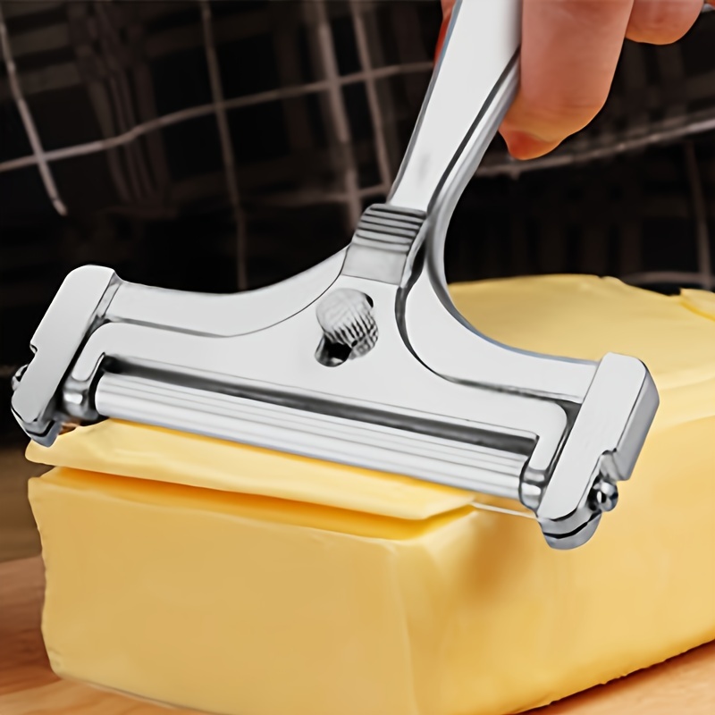 

1pc, Cheese Slicer, Metal Cheese Slicer With Ergonomic Grip, Cheese Slicers For Block Cheese, Adjustable Thickened Cheese Cutter, Kitchen Supplies