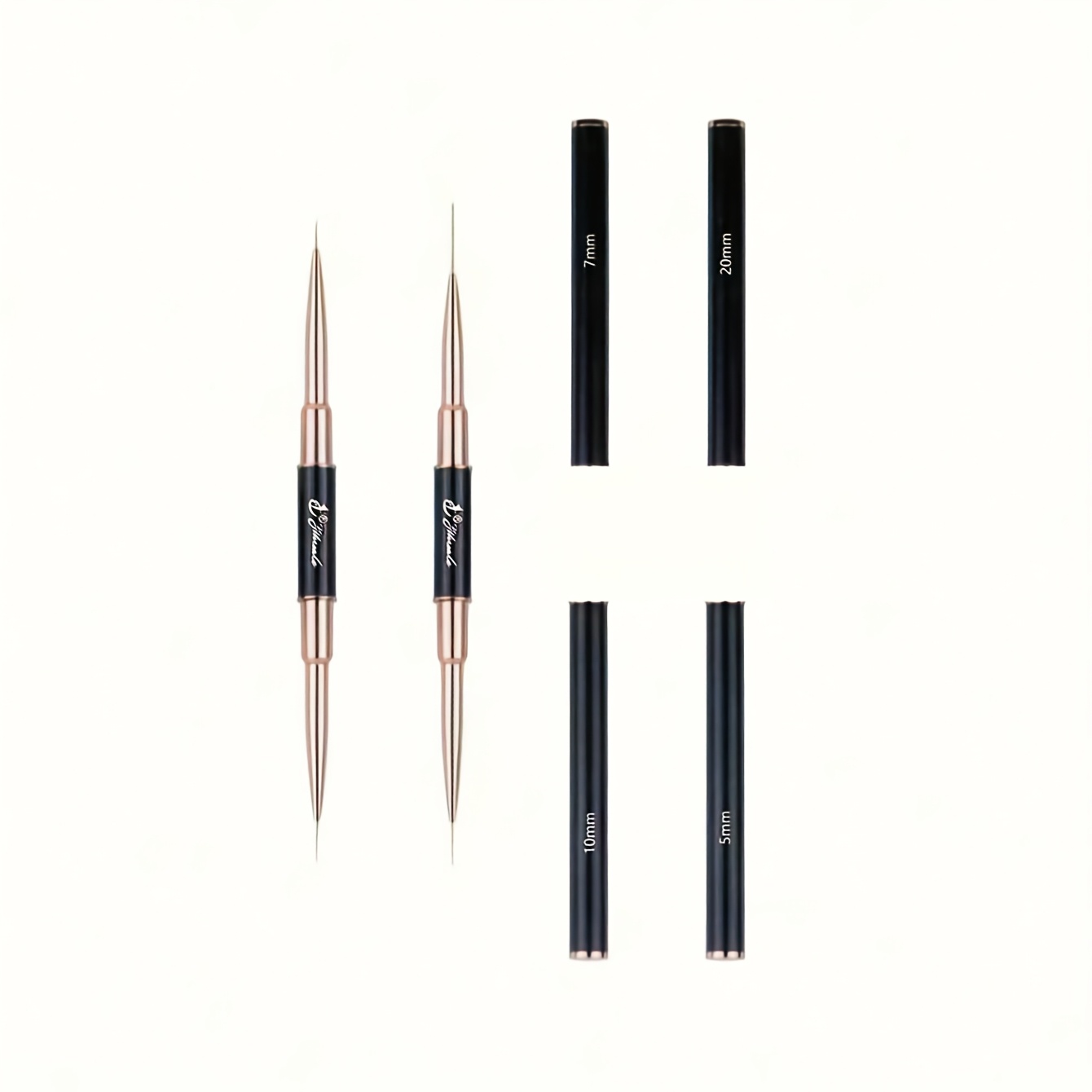 2pcs Yihuale Black Dual-ended Nail Art Brush Set With Metal Rods - Perfect For Line Painting & , Nylon Bristles, Professional Nail Art Tools|elegant Brush Set|durable Brushes, Nail Brushes