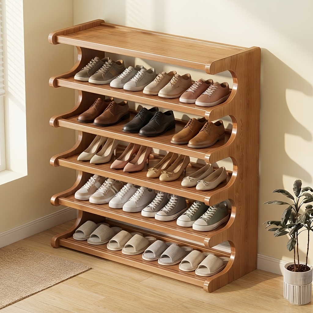 [Bamboo Shoe Rack] Space-Saving Solution Bamboo Shoe Rack Holds 6-24 Pairs Easy to Assemble Narrow Profile 3/5/6-Tier Shoe Storage Organizer for Entryway, Hallway, Living Room, Bedroom, Garage