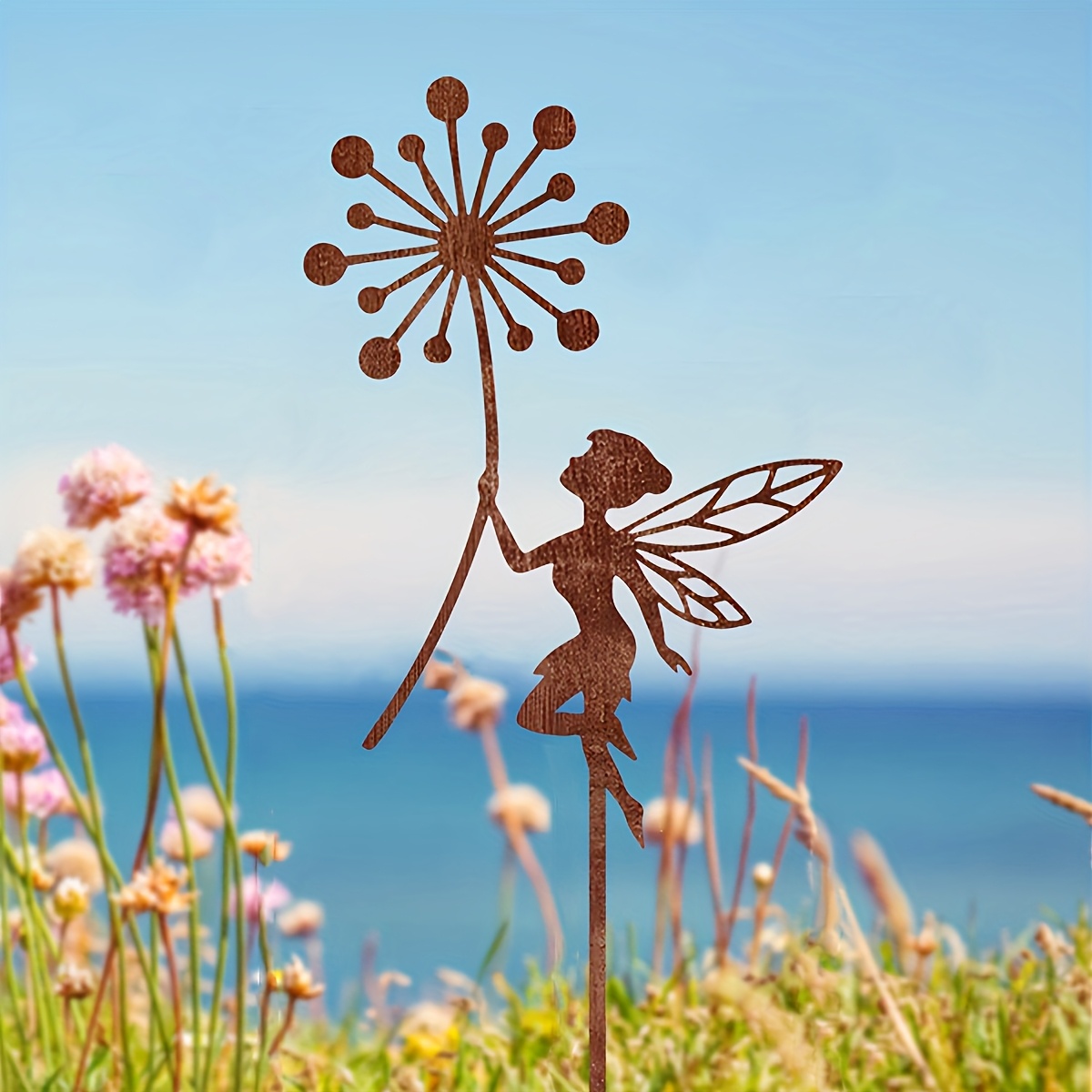 1pc iron garden stake with   fairy and   suitable for gardens patios   planters wedding and christmas holiday gift outdoor garden decor patio ornament
