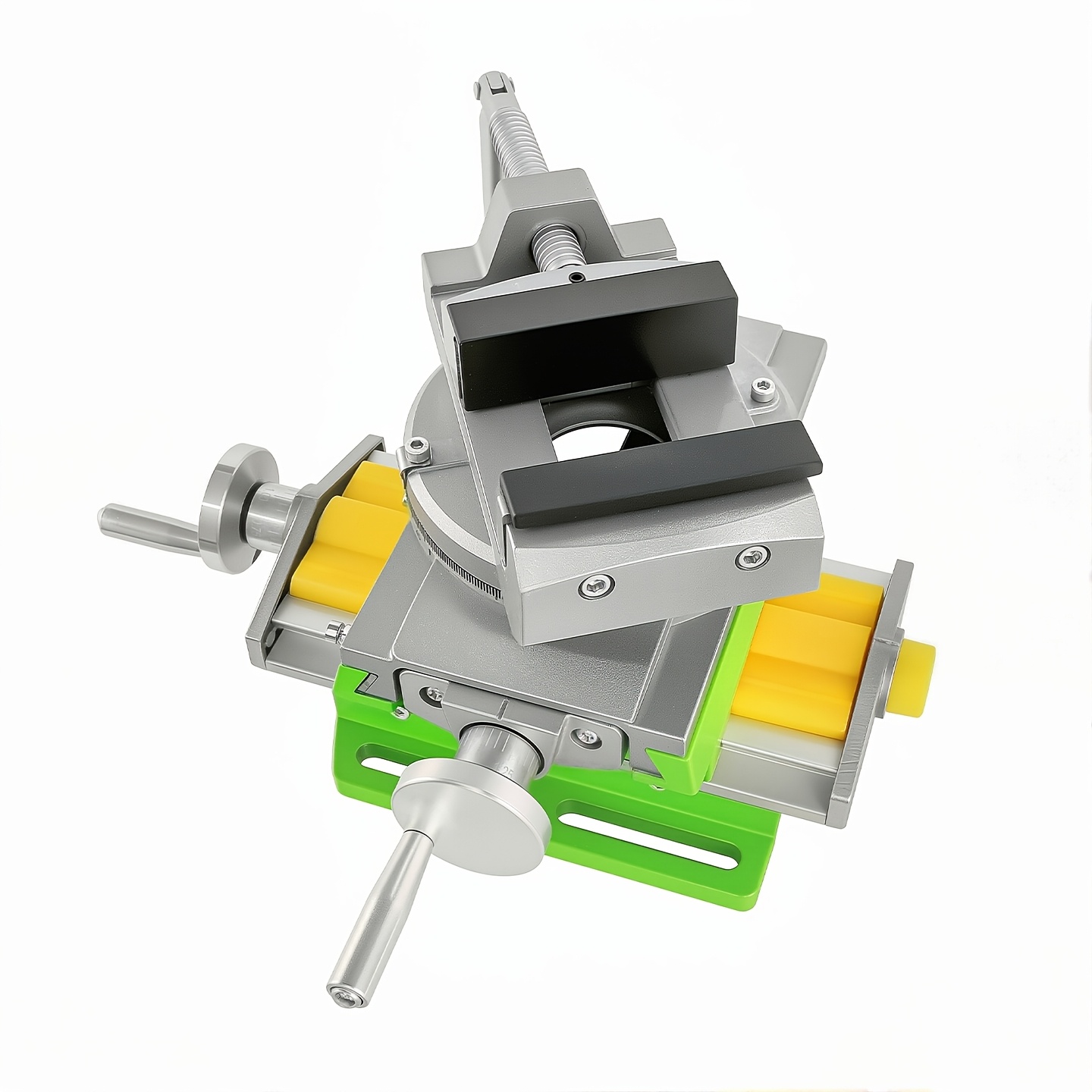 étau détabli robuste à glissière croisée rotative à 90° avec étau de table de travail composé - / glissière, base pivotante et matériel de montage pour perceuse, fraiseuse, travail et du métal (ouverture de mâchoire, spécifications de course indiquées) Détails du produit 5