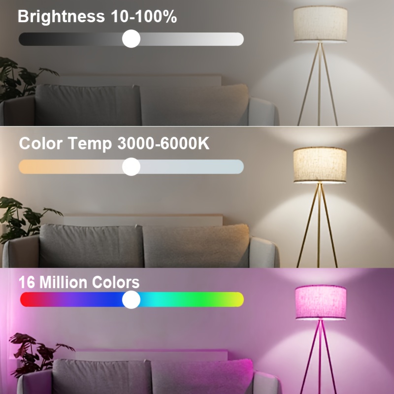 A60, 2-pack/4-pack, Doodle Smart LED Bulb, RGBCW Color Light, RGB Color Changing Light, E27 Base, 9W, AC220-240V, Compatible with Alexa and Assistant Voice Control, Works with Bluetooth and 2.4GHz WiFi, Timer Function, Smart Dimming and Color