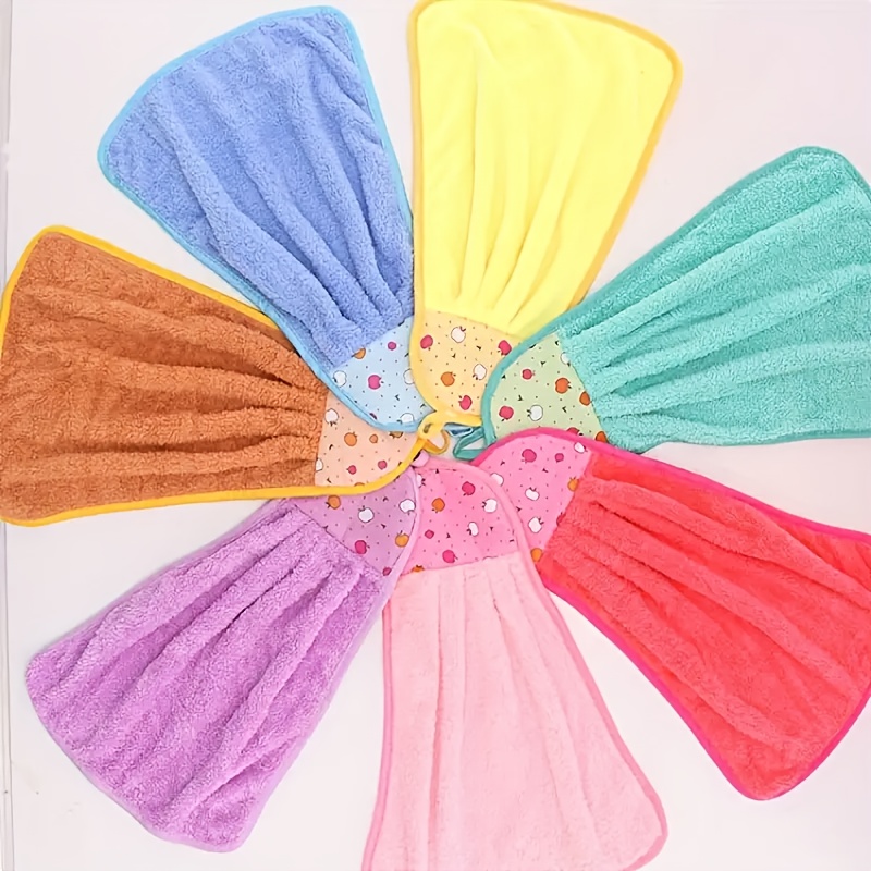 5pcs Quick-Dry Hanging Towels - Soft Absorbent Fruit Pattern Kitchen & Bath Towels with Hanging Loops, 5 Colorful Designs for Cleaning, Drying, Dishes, Hands - Space-Saving Decorative Cleaning Supplies, Quickdry Towels | Colorful Kitchen Decor | Functional Textile Design, Kitchen Towels