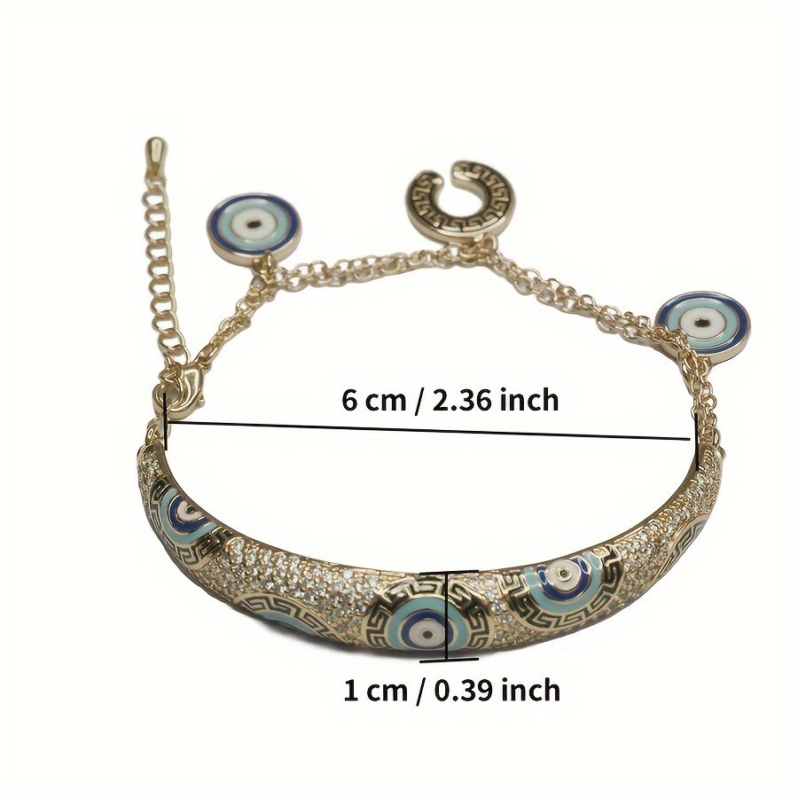 vintage tribal   bracelet for women 18k golden plated synthetic zirconia pave beads adjustable copper chain fashionable   for   and gift   details 3