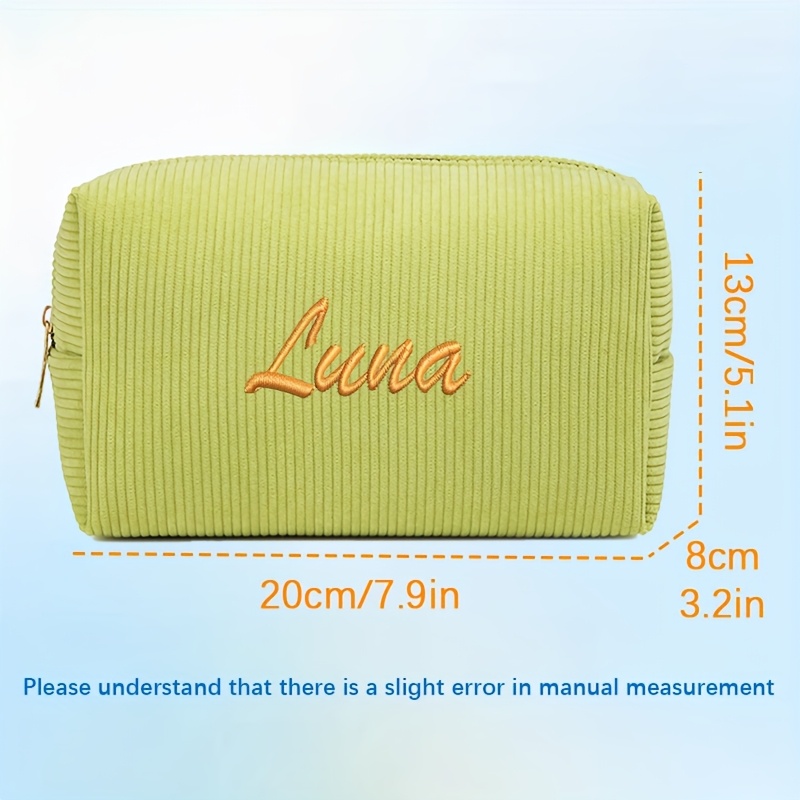 TEMU Personalized Embroidery Customization In . High-quality Corduroy Clutch Featuring A Large-capacity Makeup Pouch With A Thickened Interior For