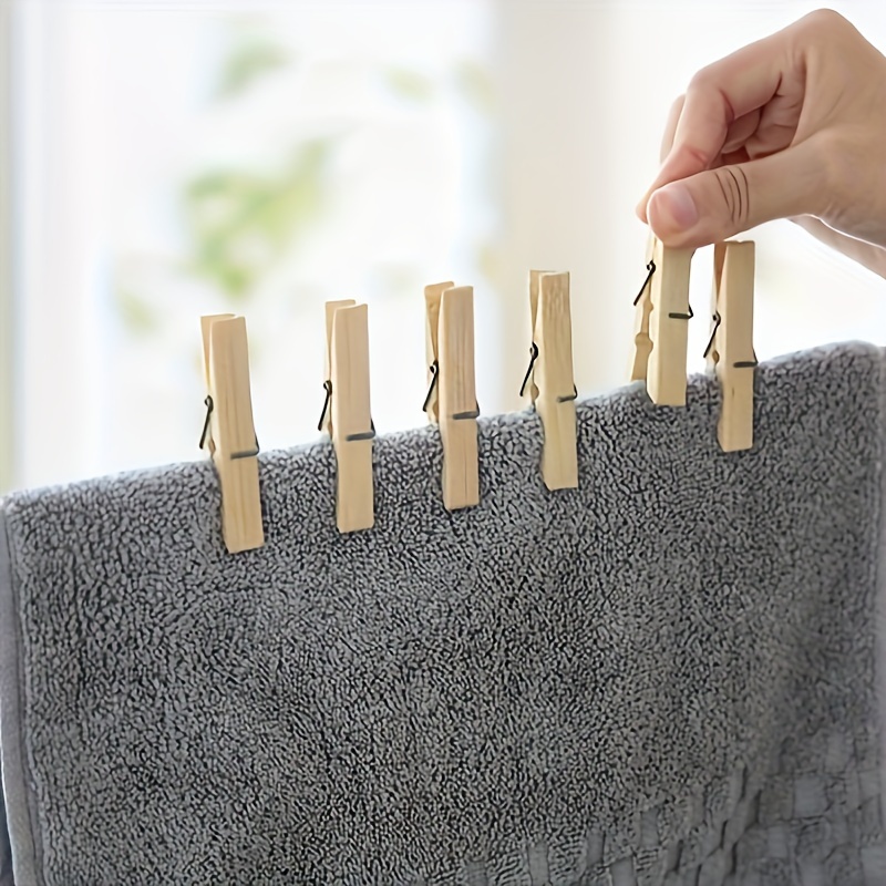 40pcs heavy duty bamboo clothespins windproof multifunctional laundry pins for indoor outdoor use   high quality storage accessories clothes pins details 2