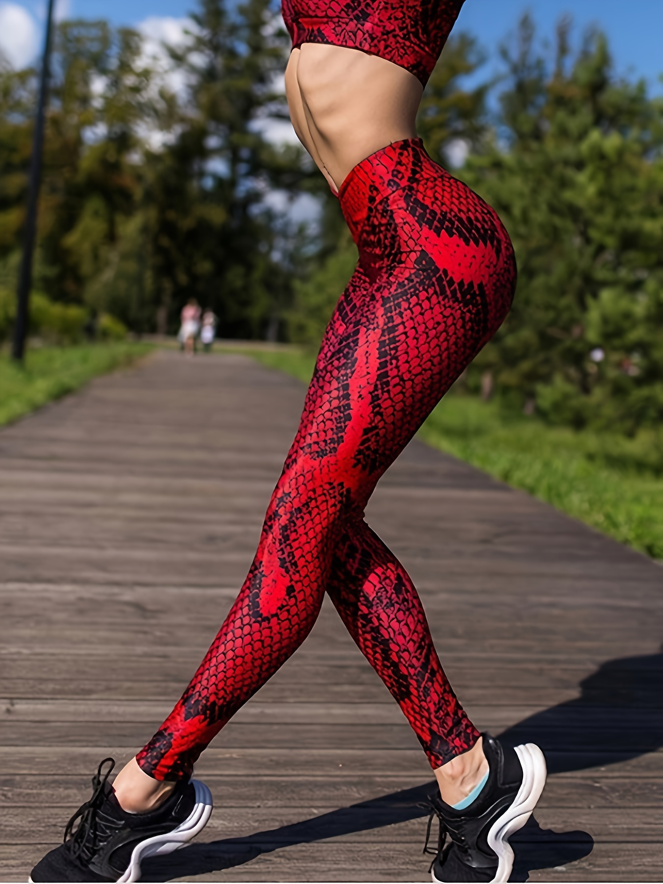 Snake Skin Pattern Yoga Sets High Waisted Yoga Pants Hot Sexy Yoga