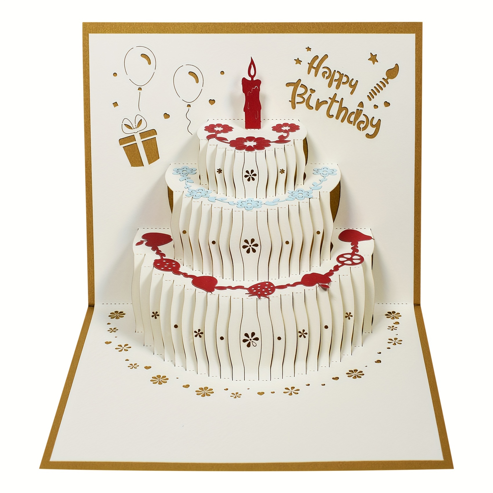 

3d Pop-up Happy Birthday Greeting Card With Elegant Heart Design, Suitable For All Recipients – English Language, Premium Handmade Quality For Special Birthday Occasions