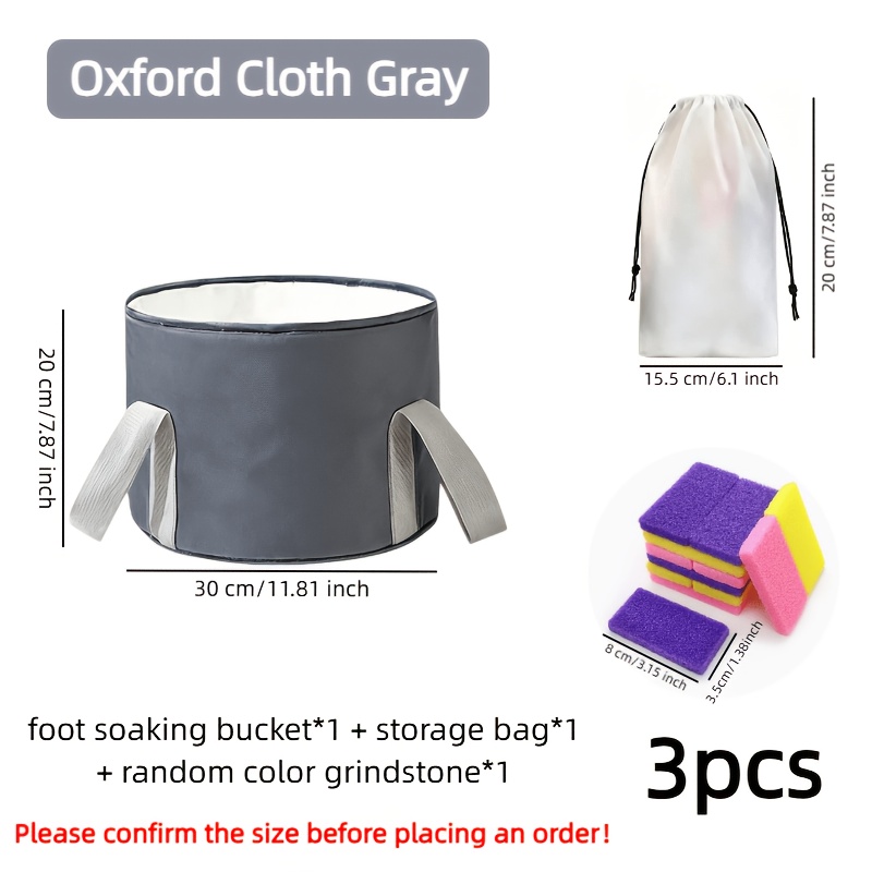 Image of 3pcs Foot Care Set (foldable Insulated Tub + Pumice Stone + Storage Bag). Enjoy A Full Foot : Soak, Exfoliate, Store . Water Warm , Relaxes Feet & Leaves Them Smooth