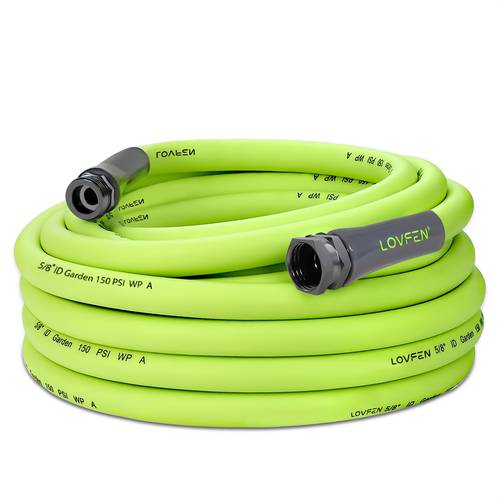 lovfen 5 8 inch x 100 psi rubber and plastic garden hose flexible leakproof water pipe durable green hose for home outdoor lawn patio safe drinking water threaded connections