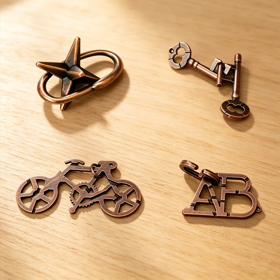 4pcs/Set Metal Puzzle Ring Disassembly Challenge