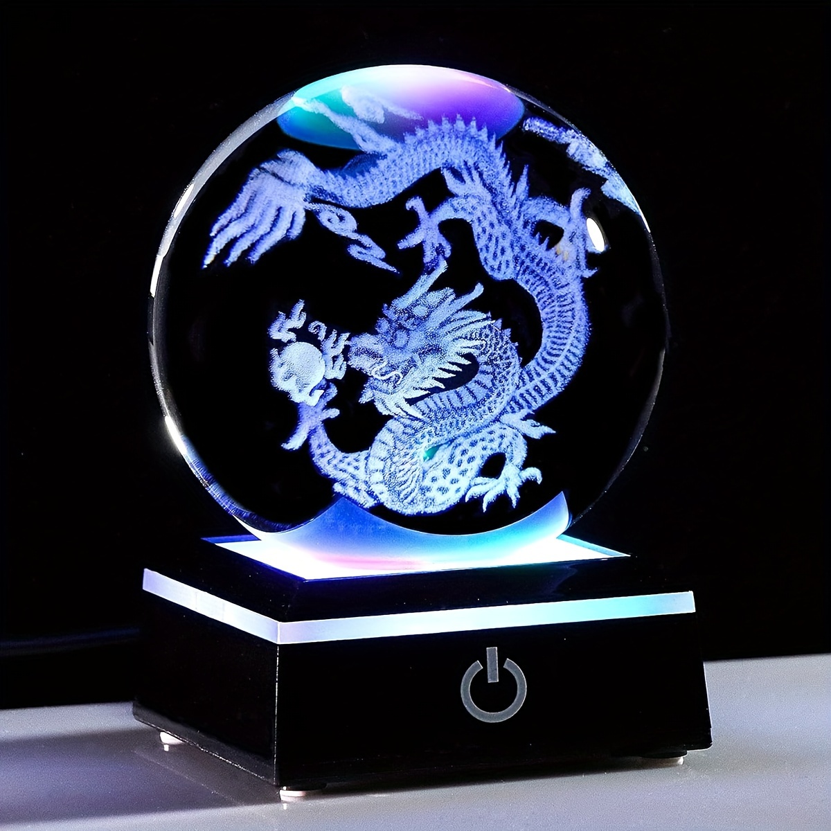 

2024 New Product Chinese Dragon Decor Gifts, Dragon Statue Figurines Stuff Decorations 3d Laser Crystal Balls Feng Shui For Paper Weights Glass Decor