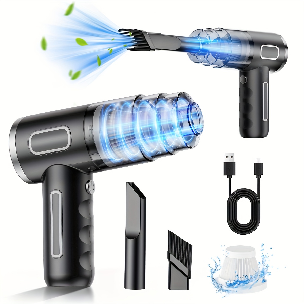 Ev ve Araba Kullanımı İçin Kablosuz Elektrikli Süpürge, Güçlü Emiş, USB Hızlı Şarj, Crevice Fırçası ve Bilgisayar Temizleme Başlığı Dahil, Çok Fonksiyonlu El Süpürgesi, Çok Yönlü Cihaz.