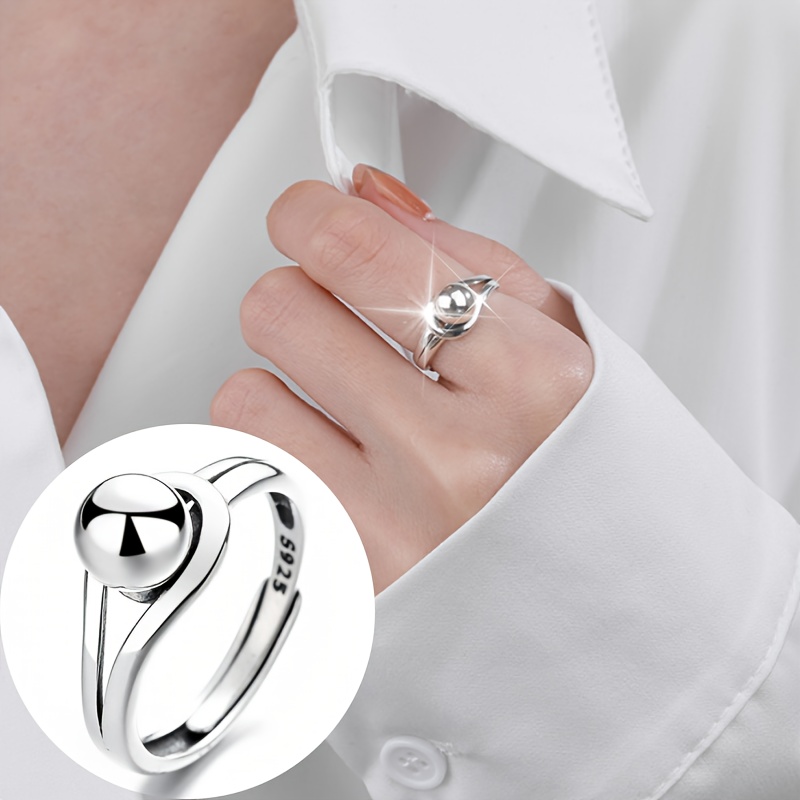 Geometric Round Ball Open Ring in 925 Sterling Silver