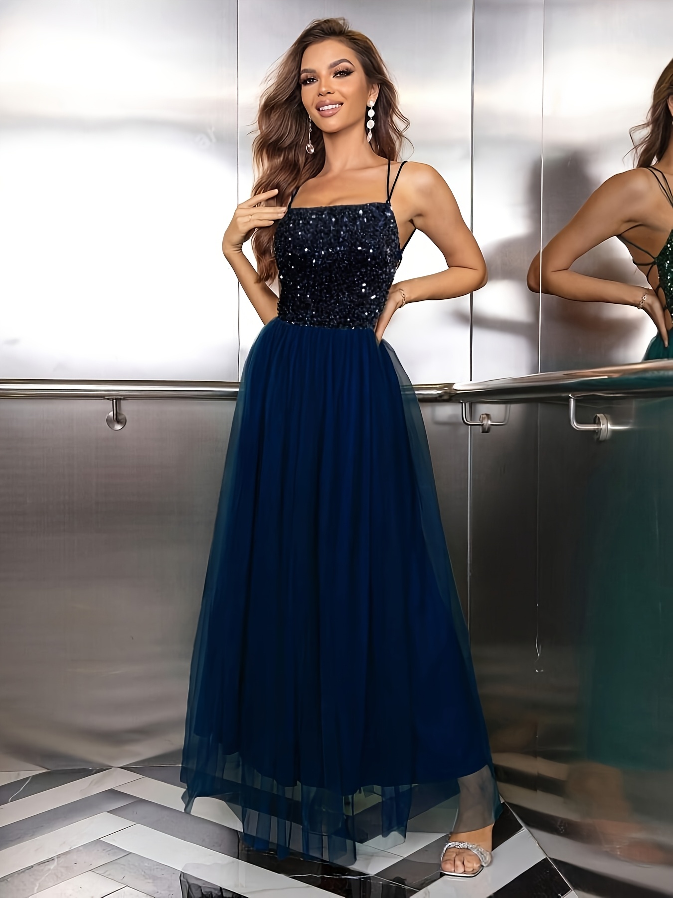 womens color block sequin mesh camouflage bridesmaid dress - Temu Mauritius