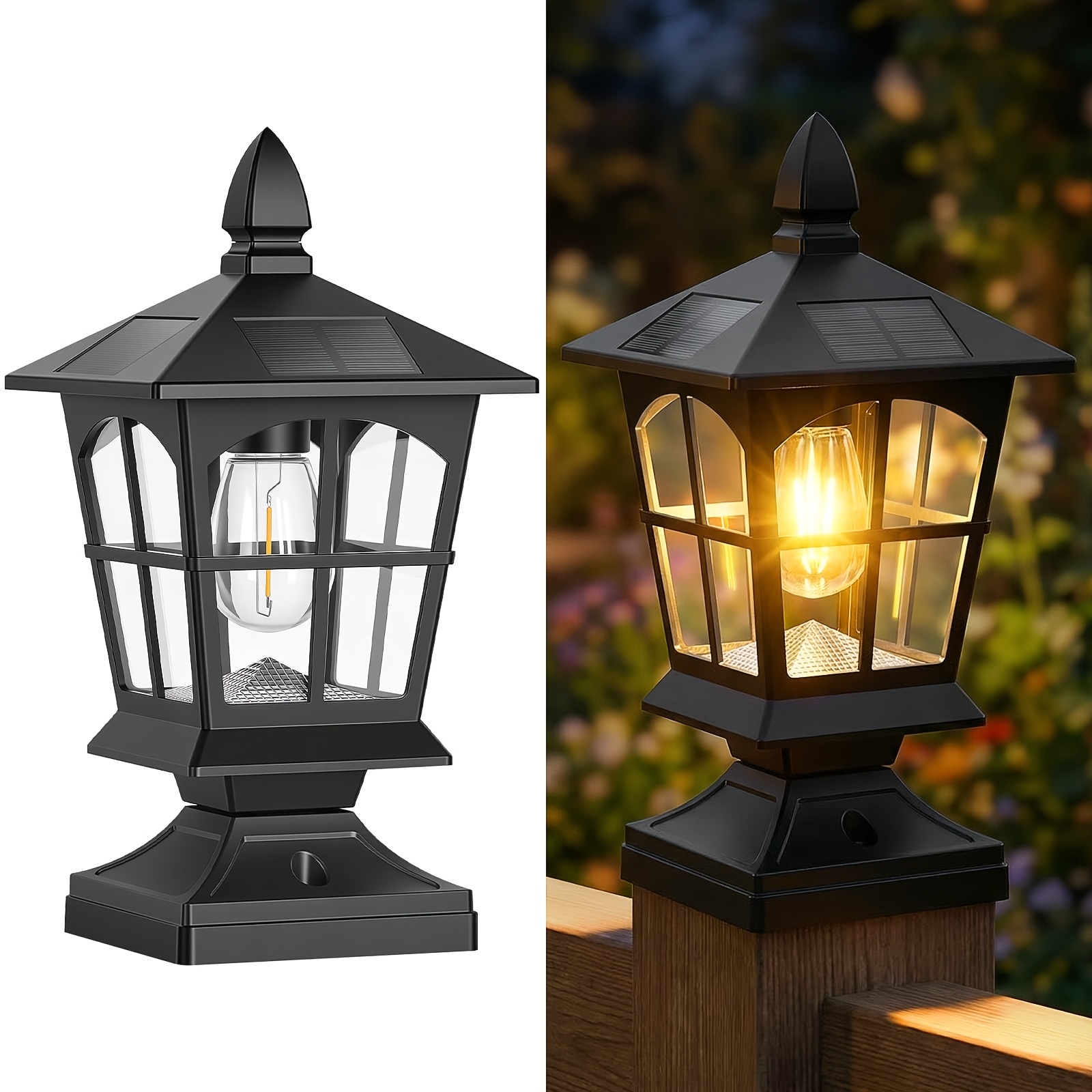 TEMU Solar Post Lights Outdoor 2-pack, Solar Fence Post Lights (warm White), Solar Powered Post Lights For 4x4 5x5 6x6 Posts, Ideal For Deck Patio