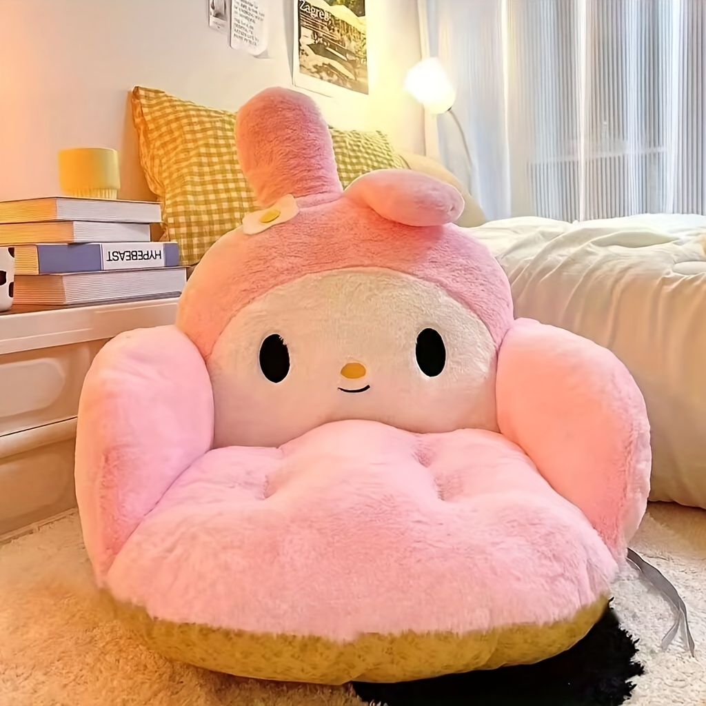 Image of 55x45cm/21x17inch Pp Living Room, Bedroom, Study, Office Chair Cushion Kuromi My Melody Anti-slip Backrest Cushion My Melody Seat Pad Semi-enclosure Black Large Size Dorm Office Supplies