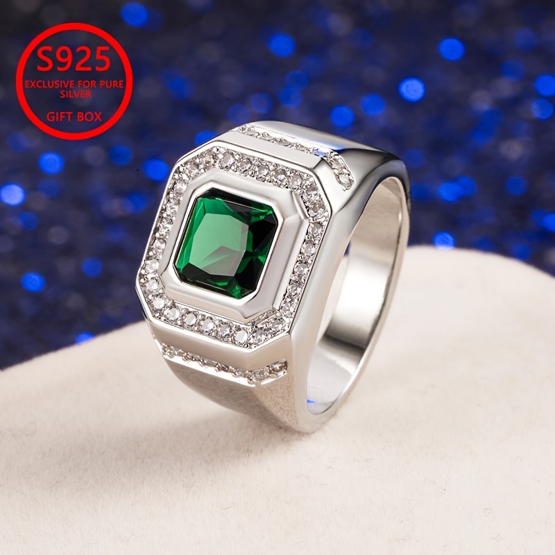 Image of 925 Silver Men's Retro Inlaid 5a Zirconia Ring Is A Unique And Fashionable Jewelry For Men, A Holiday Gift For Male , Suitable For Attending Parties And Daily Wear