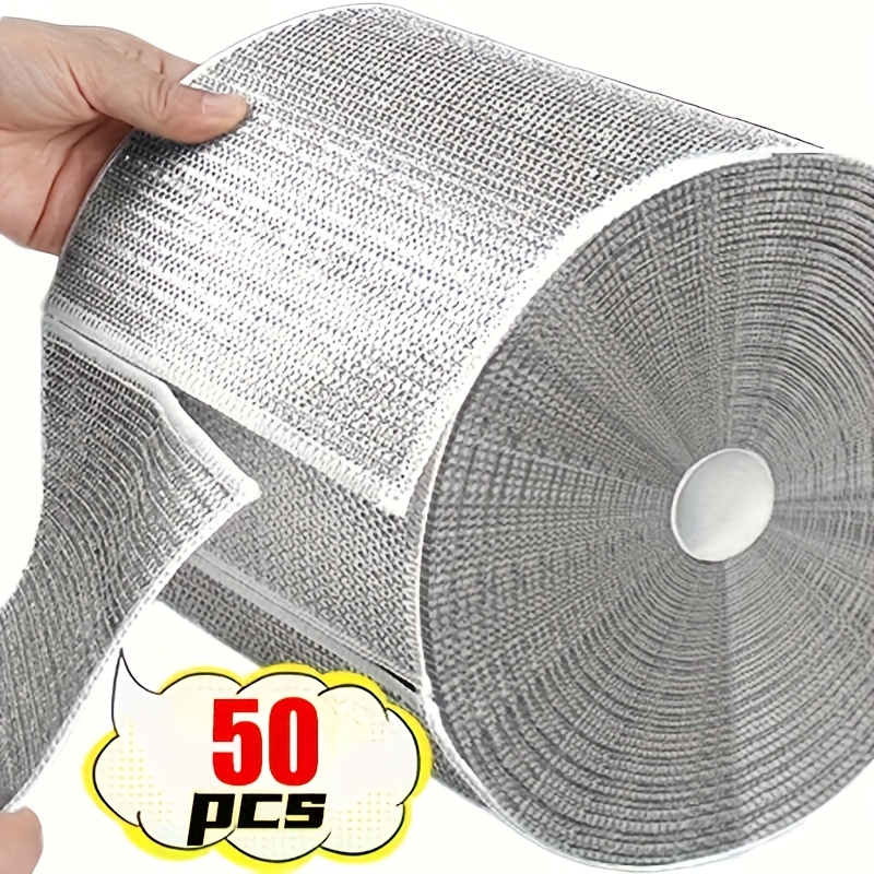 

50pcs Ultra- Steel Wire Soap Pads - Double-sided Kitchen Scrubbers For Dishes & Cookware, , Hand Wash Only