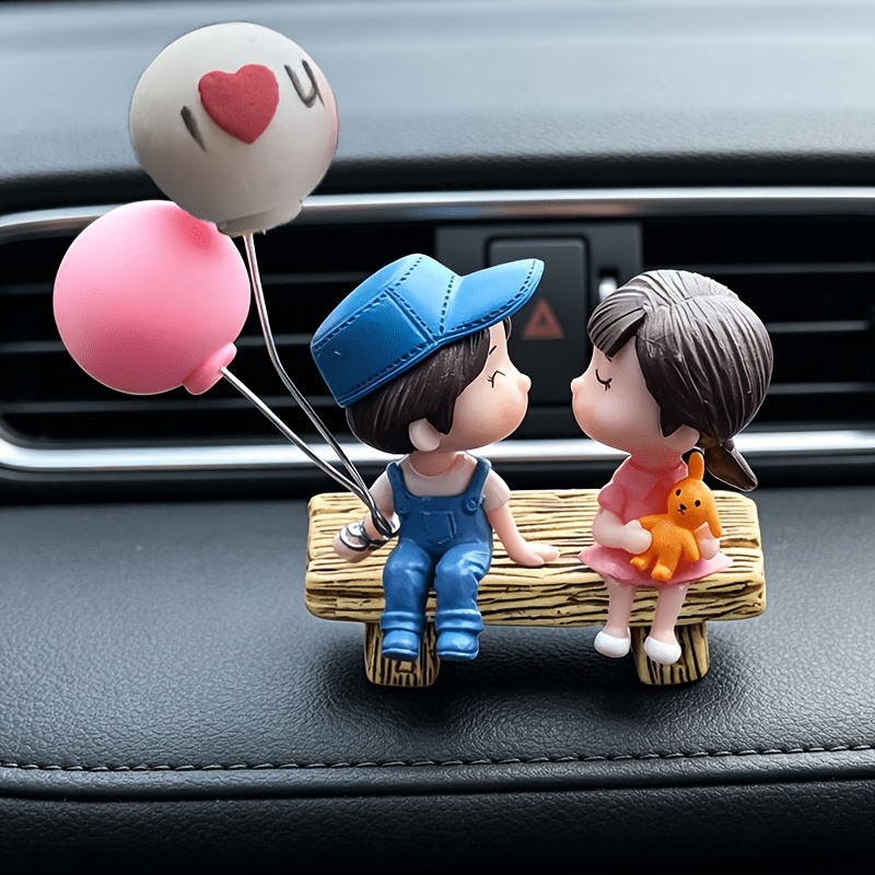 TEMU 1 Set 3pcs Couple Balloon Car Resin Ornaments, Matte Solid Resin With Simulated Seats, For Car Interior & Desktop Decor, Valentine Anniversary