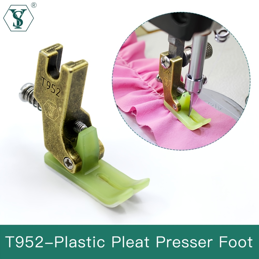 

T952 Pleating Presser Foot Set With Base Plate & Screwdriver - , Adjustable Fabric For Industrial Sewing Machines, Antique Bronze, Plastic Bottom Protection, Quantity Adjustment