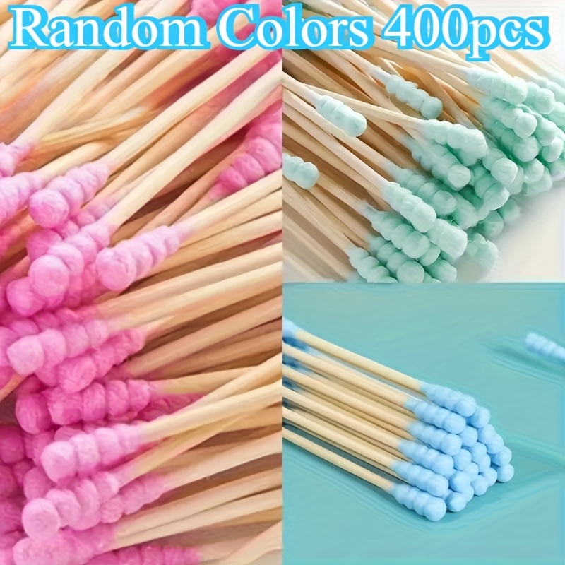 Fragrance-free Hypoallergenic Swabs, Double-ended Spiral Swabs, Suitable For , Makeup, And Ear Cleaning. Non-irritating To The Skin. Random Colors