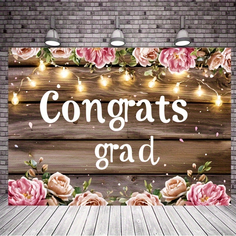 Congrats Grad Backdrop Flower Wood Board Class 2024 Temu Portugal