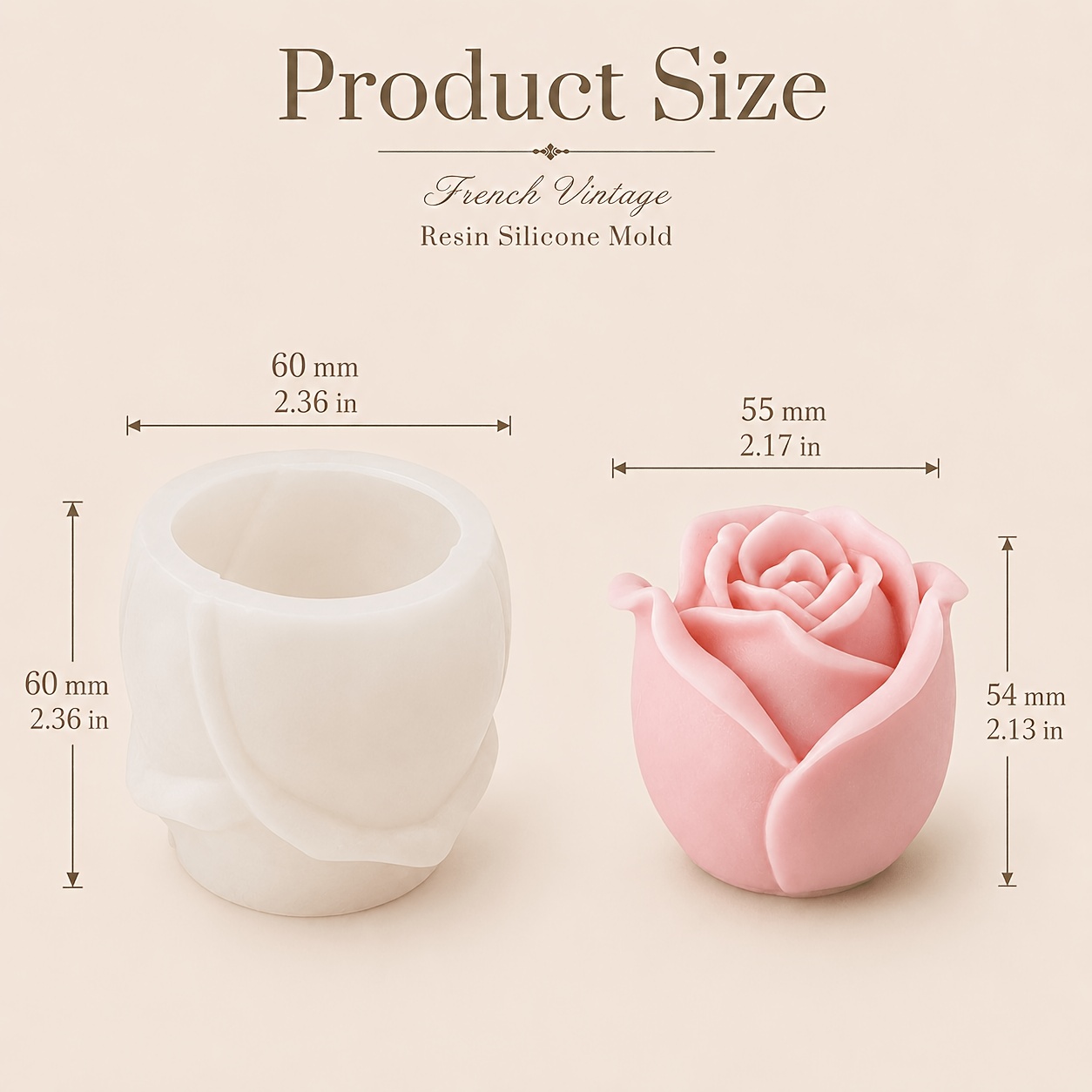 TEMU Silicone Candle Mold, 1pc 1pcs Reusable Silicone Rose Candle Mold Suitable For - Diy Aromatherapy Candle Making, Irregular Rose Petal Shape,