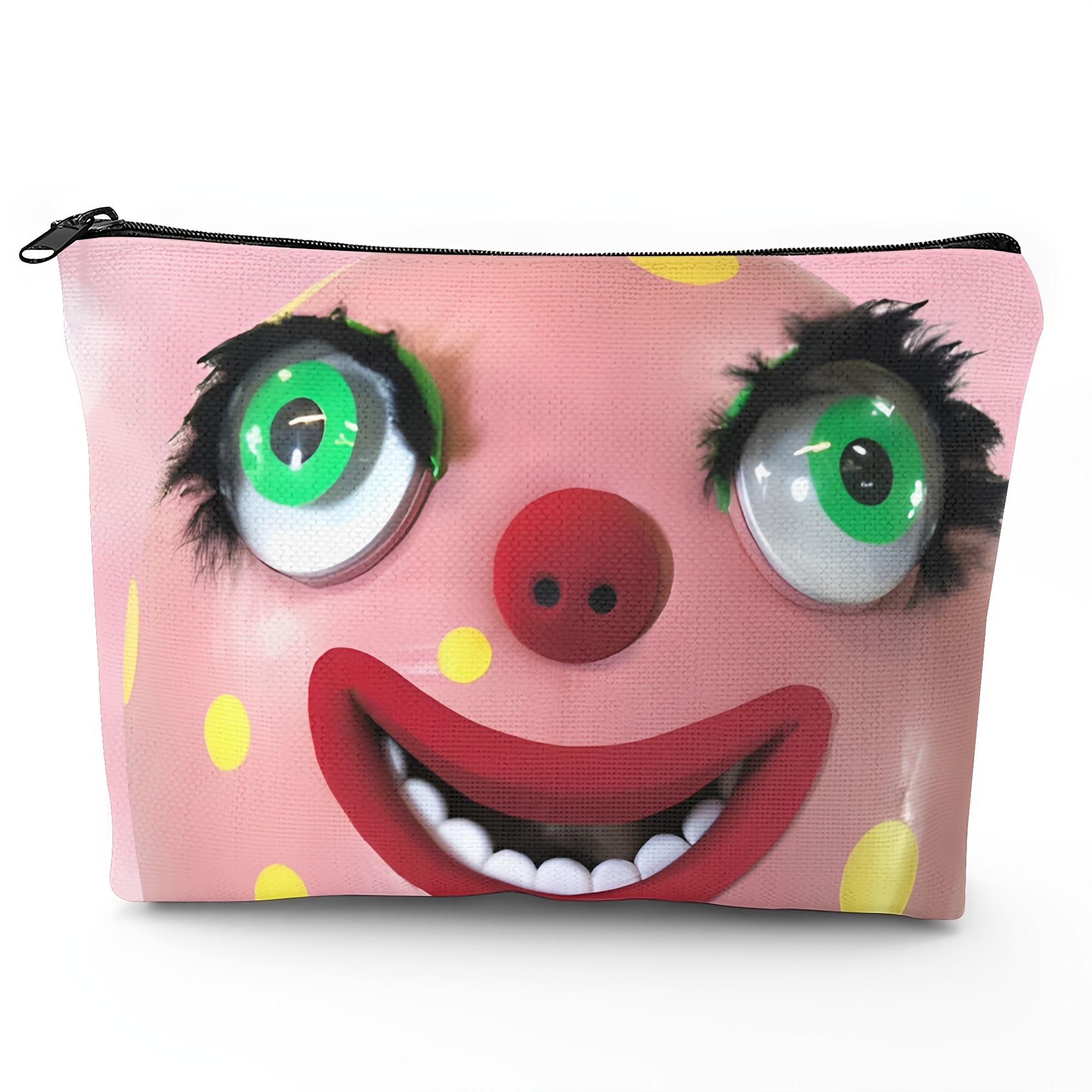 TEMU 2d Flat Double-sided Printed Makeup Bag, Mr. Cosmetics Pouch, Suitable For Daily Wear And Travel, Featuring A Cute Mr. Face. Compact Storage