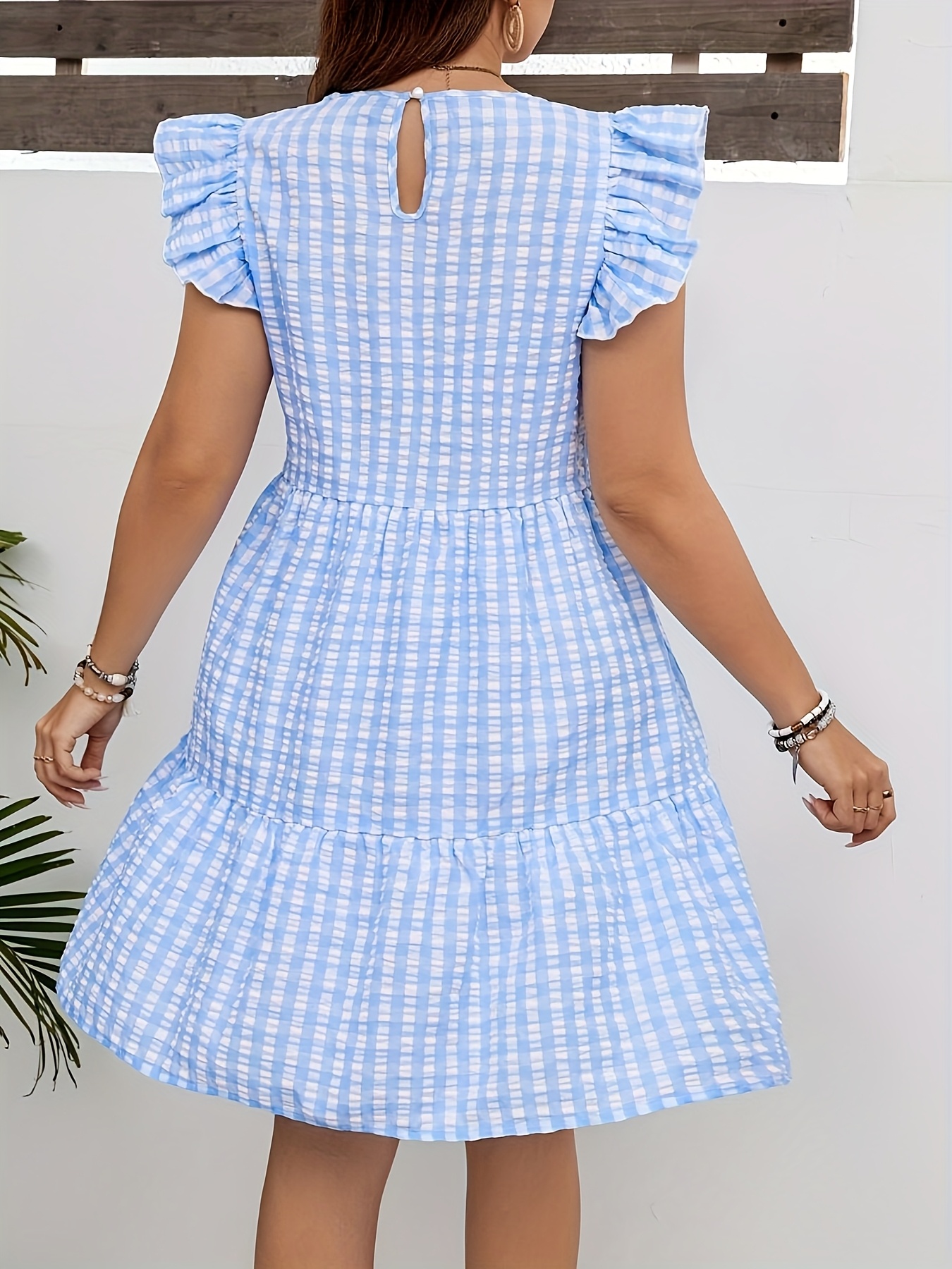 lova drop waist dress 4th & reckless Blue Gingham Susie Dress – Lucy Rose main image 1