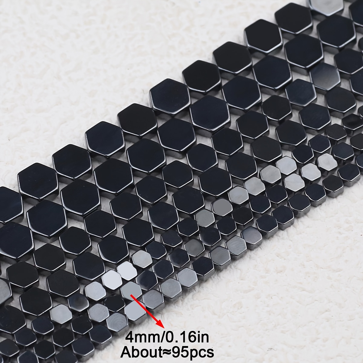 TEMU 4/6/8 mm 1 Filo Esagonale Pietra di Emetite Naturale Perline Sciolte Perline Piatte Perline Distanziatrici per Braccialetti Collane Orecchini