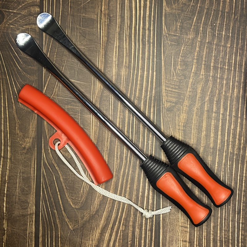 TEMU 295mm(11.6inch) Tire Spoon Motorcycle Tire Changing Tool Bicycle Tire Kit, 2 Ear Spoon Style Pry Bars With 1 Rim Protector For Bicycle,