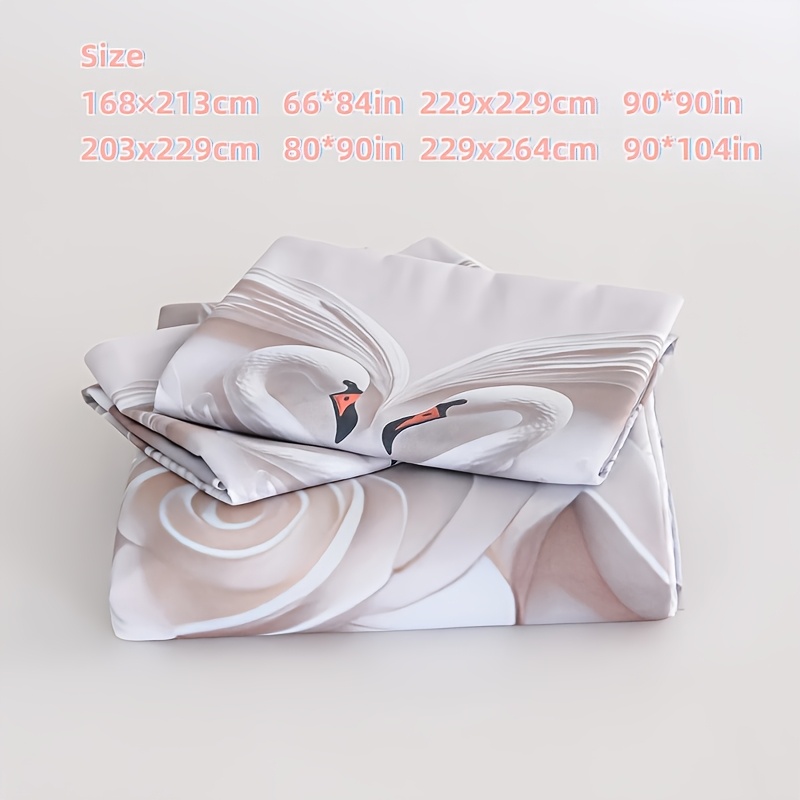 3pcs white rose quilt set   swan lovers love bedding set romantic rose print lovers bedding 1 quilt cover and 2 pillowcases   cool and comfortable machine washable Product details 8