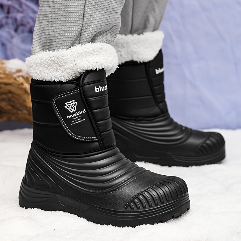 

Bottes de Neige Pour Hommes, Chaussures D'hiver Hautes Et de Couleur Noire Pure, Mode Décontractée Simple, Vêtements D'extérieur Anti-dérapants Et Chauds, Grande Taille