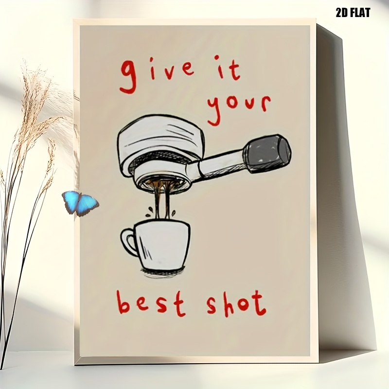 TEMU 2d Flat, 2d Flat, A Frameless Poster Featuring Wall Art Of An Espresso Machine - A Modern Minimalist Canvas Print With The Inspirational Quote