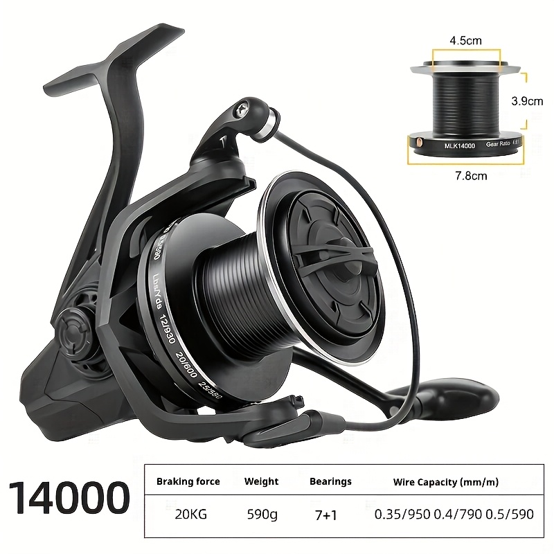TEMU Spinning Fishing Reel 12000/14000, 6+1bb Metal Surf Fishing Reel, 4.8:1 Gear Ratio, 55 Lb Drag, Heavy Duty Long Casting For Saltwater Monster