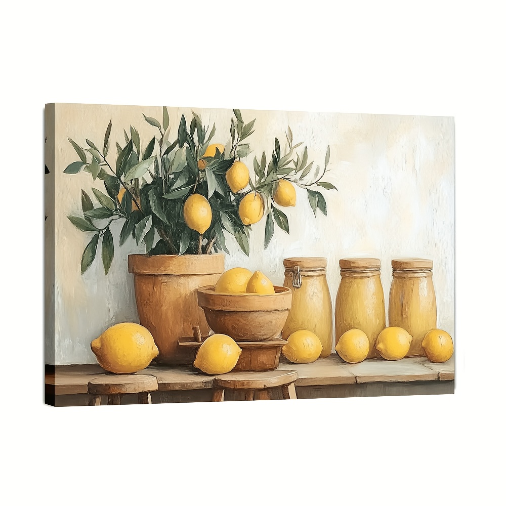 TEMU 1pc Framed Wall Art - Vintage & Olive Branches Rustic Farmhouse Decor, Premium Canvas Print With Wood Frame For Living Room, Bedroom, Office,
