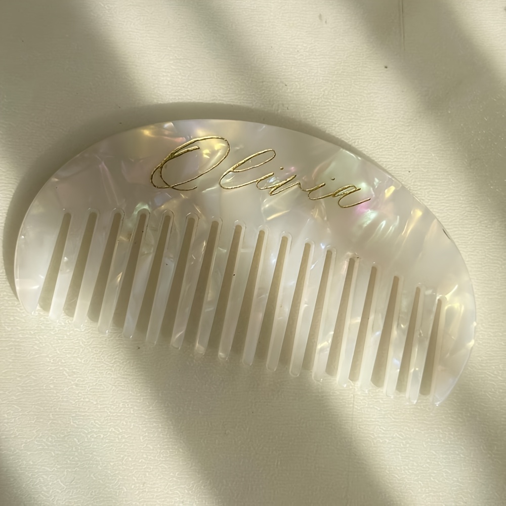 Custom Hand Engraved Wide Teeth Acetate Comb | Personalized Gift For Bridal Party, Bridesmaids, Mother's Day, Birthdays