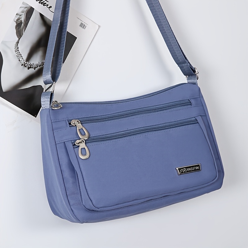 TEMU Sac Bandoulière Femme, Léger et , Sac à Épaule Décontracté, Rangement Multi-Poches, Tissu , Fermeture Éclair Lisse, 5 Couleurs Disponibles,