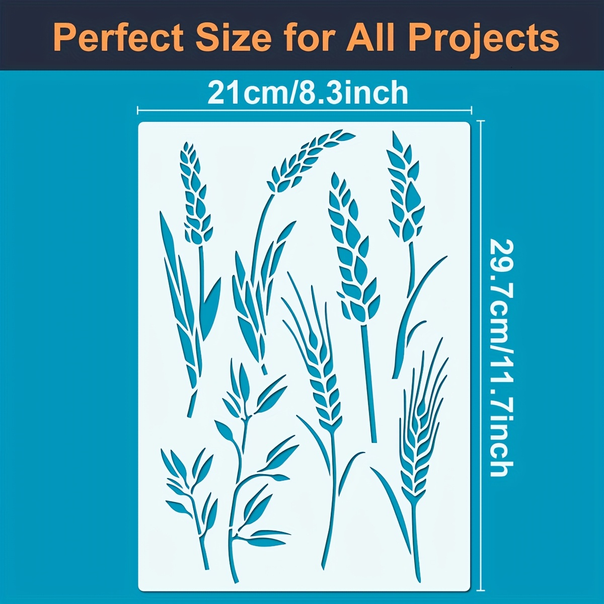 Image of 1pc Wheat Stencil, Washable, , Reusable Painting Template For Home Decor, Windows, Walls, Glass, Fabric, Wood, Art Supplies, Crafts